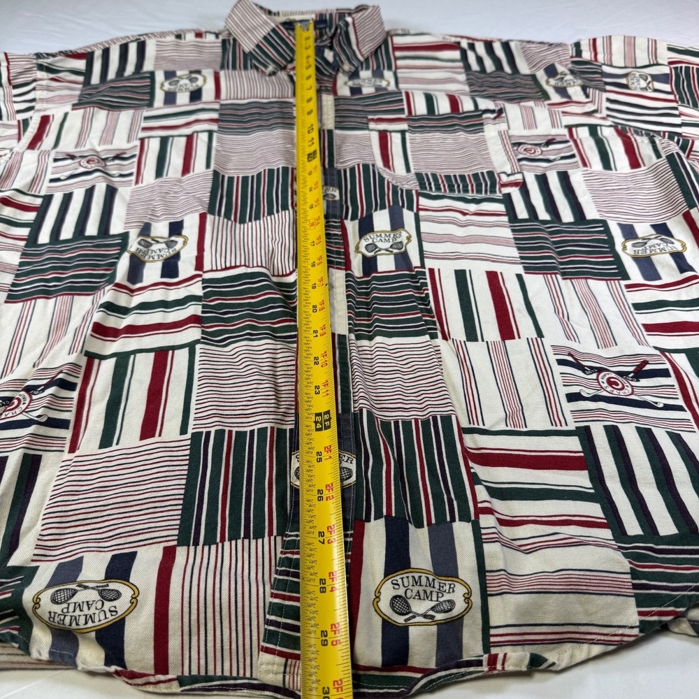 Vintage 1990s Chaps Ralph Lauren Patchwork Camp Shirt Men's Size XL Made in USA - Picture 6 of 6